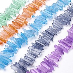 Natural Quartz Crystal Beads Strands, Dyed, Pillar, Mixed Color, 15~30x4~8x4~7mm, Hole: 1mm, 8 inch(G-K181-B)