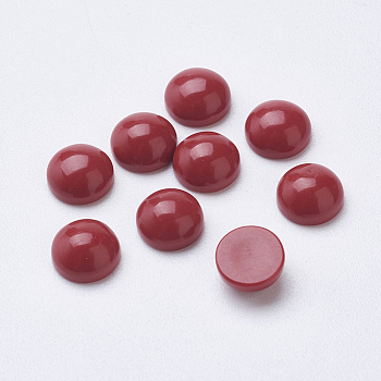 Synthetic Coral Cabochons, Dyed, Half Round/Dome, 3x2mm