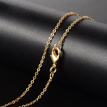 Brass Necklaces, Cable Chain, with Lobster Clasp, Golden, 17.13 inch, 1.5mm