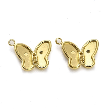 304 Stainless Steel Pendant Rhinestone Setting, Butterfly, Real 14K Gold Plated, 11x15x3mm, Hole: 1.5mm