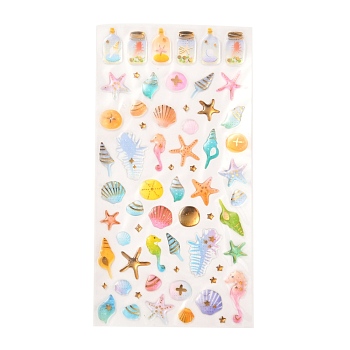 Epoxy Resin Sticker, for Scrapbooking, Travel Diary Craft, Ocean Themed Pattern, 4~32x4~65mm