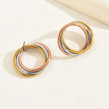 Colorful Hollow Round Hoop Earrings for Women, Simple and Stylish, Golden & Silver