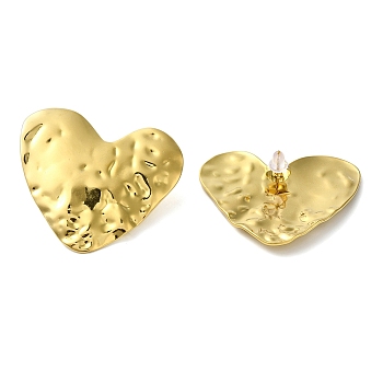 304 Stainless Steel Stud Earrings, Golden, Heart, 40.5x44mm