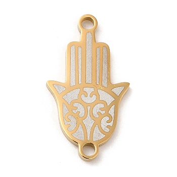 Ion Plating(IP) 304 Stainless Steel Connector Charms, Religion Hamsa Hand Links, Golden, 22x12x1.5mm, Hole: 1.6mm