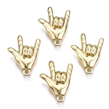 Rack Plating Alloy Pendants, Cadmium Free & Lead Free, ASL Pendants, Gesture for I Love You, for Valentine's Day, Light Gold, 20.5x15x5.5mm, Hole: 1.5mm