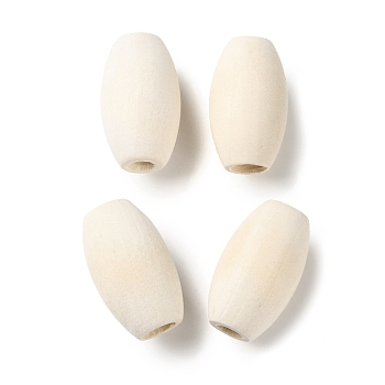 Wooden European Beads, Large Hole Beads, Barrel, PapayaWhip, 24.5x14.5mm, Hole: 5.5mm