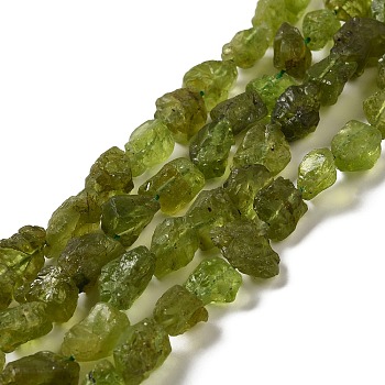 Raw Rough Natural Olive Quartz Beads Strands, Nuggets, 5.5~14x6.5~10x4.5~8mm, Hole: 1mm, about 44~46pcs/strand, 14.96''~16.14''(38~41cm)