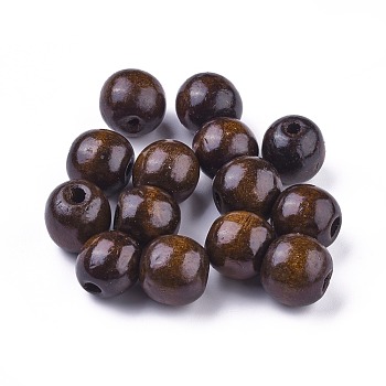 Dyed Natural Wood Beads, Round, Lead Free, Coconut Brown, 18x17mm, Hole: 4~6mm, about 560pcs/1000g