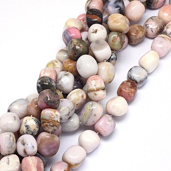 Natural Pink Opal Beads Strands, Oval, 13~18x13~16mm, Hole: 1.4mm,about 24~25pcs/strand, 15.9 inch
