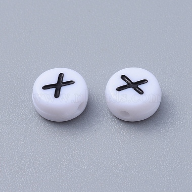 Flat Round with Letter X Acrylic Beads(X-PL37C9070-X)-3