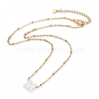 (vente d'usine de fêtes de bijoux) colliers pendentif initial en coquille naturelle(NJEW-JN03298-02)-3