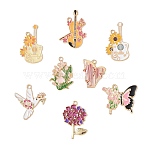 8Pcs 8 Styles Rack Plating Alloy Enamel Pendants, Mixed Shapes, Mixed Color, 24.5~35x20~30.5x1~2mm, Hole: 1.8~2mm, 1pc/style(FIND-FP0002-65)