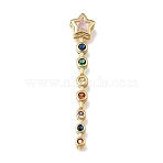 Brass Micro Pave Colorful Cubic Zirconia Big Pendants, Star Drop Charms, Lead Free & Cadmium Free, Rack Plating, Long-Lasting Plated, Real 18K Gold Plated, 53x10x4.5mm, Hole: 4x2.5mm(KK-E802-04G)