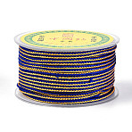 11M Polycotton Metallic Braided Cord, for Wall Hanging, Crafts, Gift Wrapping, Blue, 2.5mm, about 12.03 Yards(11m)/Roll(OCOR-N008-01B)