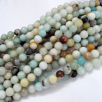 Natural Flower Amazonite Beads Strands, Round, 10mm, Hole: 1mm, about 36~38pcs/strand, 15 inch(G-G692-01-10mm)