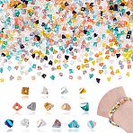 900Pcs 15 Styles Electroplate Glass Beads Strands, AB Color Plated, Triangle, Mixed Color, 2.2~3x3~4.7x2~3mm, Hole: 0.7mm, about 60pcs/style(EGLA-GA0001-34)