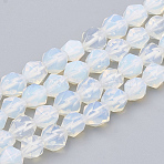 Opalite Beads Strands, Star Cut Round Beads, Faceted, 8~10x7~8mm, Hole: 1mm, about 45~48pcs/strand, 14.2~14.6 inch(X-G-S332-8mm-004)