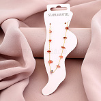 Dyed Natural Quartz Chip with 304 Stainless Steel Chain Anklets, Golden, Orange Red, 8-1/4 inch(210mm)(WGD014F-06)