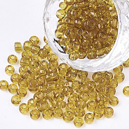 Glass Seed Beads, Transparent, Round, Dark Goldenrod, 8/0, 3mm, Hole: 1mm, about 10000 beads/pound(SEED-A004-3mm-2C)