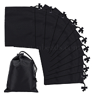 Polyester Bags, with Drawstring Ropes, Rectangle, Black, 16x12x0.02cm(ABAG-WH0035-026A)