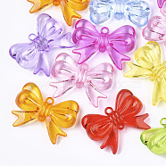 Transparent Acrylic Links, Bowknot, Mixed Color, 34.5x44.5x9.5mm, Hole: 1.6~3mm, about 80pcs/500g(TACR-S133-125)