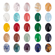 Natural & Synthetic Gemstone Cabochons, Mixed Dyed and Undyed, Oval, Mixed Color, 14x10x4~5mm, 48pcs/box(G-FH0001-13)