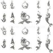 100Pcs 10 Styles Tibetan Style Alloy Pendants, Mermaid, Cadmium Free & Lead Free, Antique Silver, 21x8x4mm, Hole: 2mm, 10pcs/style(TIBEP-CJ0001-52)