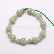 Natural Jade 3-Hole Guru Bead Strands, for Buddhist Jewelry Making, T-Drilled Beads, 16.5~18mm, Hole: 2~3mm, 2pcs/set, 10sets/strand, 6.5 inch(G-K149-02)