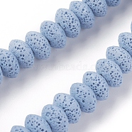 Natural Lava Rock Beads Strands, Dyed, Rondelle, Light Steel Blue, 10~11x6mm, Hole: 1.8mm, about 34 pcs/Strand, 7.87 inch(20cm)(G-F671-01B-07)
