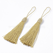 Polyester Tassel Big Pendant Decorations, Light Khaki, 145~175x10.5~12mm(FIND-S263-18)