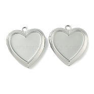 Rack Plating Heart Brass Locket Pendants, Cabochon Settings, Long-Lasting Plated, Lead Free & Nickel Free & Cadmium Free, Long-Lasting Plated, Platinum, 25x22.5x4.5mm, Hole: 2mm, Inner Size: 16.5x16.5, Tray: 18.5x17(KK-T071-11P)