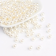 Imitation Pearl Acrylic Beads, Round, White, 6mm, hole: about 1mm(X-12A-9282)
