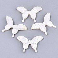 Natural White Shell Beads, Mother of Pearl Shell Beads, Butterfly, Creamy White, 19x29x2.5mm, Hole: 0.8mm(X-SSHEL-N032-10)