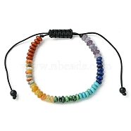 Natural & Synthetic Mixed Gemstone Flat Round Braided Bead Bracelets, Adjustable Nylon Thread Kids Bracelet, Inner Diameter: 1-5/8~3-5/8 inch(4~9.2cm)(BJEW-JB09710-01)