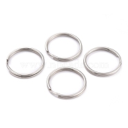 304 Stainless Steel Split Key Rings, Keychain Clasp Findings, Stainless Steel Color, 25x2.5mm, Inner Diameter: 22mm(STAS-H153-02P)