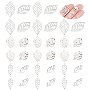 60Pcs 3 Style 304 & 316 Stainless Steel Charms, Leaf, Stainless Steel Color, 13~24x5.5~14x0.3~1mm, Hole: 0.8~1mm, 20pcs/style(STAS-UN0051-53)