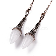 Natural Quartz Crystal Dowsing Pendulums, with Red Copper Plated Brass Chains, Egg Charm, 250~255mm, Hole: 2mm(G-L524-06R-07)