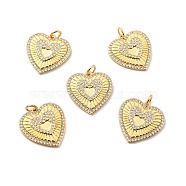 Brass Micro Pave Cubic Zirconia Pendants, with Jump Ring, Real 18K Gold Plated, Long-Lasting Plated, Lead Free & Cadmium Free & Nickel Free, Heart, Clear, 20x19x3mm, Jump Ring: 5x1mm, 3mm Inner Diameter(KK-E015-33G)