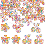 24Pcs 2 Styles Transparent Resin Cabochons, with Colorful Paillette, Cherry & Flower Shape, Mixed Color, 18~20x18.5~21x8mm, 12pcs/style(RESI-NB0001-96)