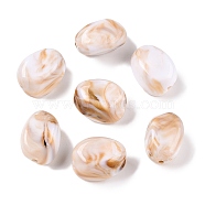 Opaque Acrylic Beads, Two Tone Color, Nuggets, Floral White, 23x19x16mm, Hole: 2.2mm, about 134pcs/500g(OACR-N137-36B)