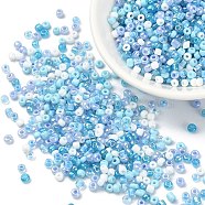 Opaque & Transparent Inside Colours Glass Seed Beads, Round Hole, Round, Light Sky Blue, 3x1.5~2.5mm, Hole: 0.8mm(SEED-YW0002-16B)