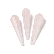 Natural Rose Quartz Beads, Half Drilled, Faceted, Cone, 31x7.5~8mm, Hole: 1mm(G-L479-46-01)