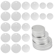 WADORN 30Pcs 3 Styles Aluminum Pendants, Blank Tags, Flat Round, Platinum, 20~30x1mm, Hole: 2.5~3mm, 10pcs/style(ALUM-WR0001-01)