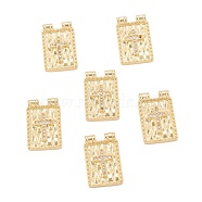 Brass Micro Pave Cubic Zirconia Pendant, Long-Lasting Plated, Rectangle with Cross, Real 18K Gold Plated, 20.5x13x2mm, Hole: 1.8mm(ZIRC-P089-03G)