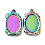 Ion Plating(IP) 304 Stainless Steel Pendant Cabochon Settings, Rectangle, Rainbow Color, Tray: 10x15mm, 21.6x13.5x2.8mm, Hole: 1.4mm(STAS-K267-02RC)