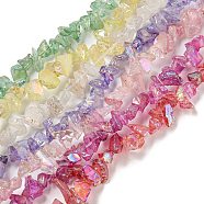 Electroplated Natural Quartz Beads Strands, Nuggets, Mixed Color, 2~7x5~14x5~14mm, Hole: 0.8mm, about 80~82pcs/strand, 15.16''(38.5cm)(G-M412-01B)