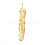 Ion Plating(IP) 304 Stainless Steel Pendants, Feather Charms, Real 18K Gold Plated, 58.5x10x2mm, Hole: 1.5mm(STAS-P312-10G)