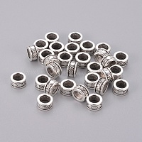 Tibetan Style Spacer Beads, Lead Free and Cadmium Free, Column, Antique Silver Color, Size: about 8mm in diameter, 4mm thick, hole: 5mm