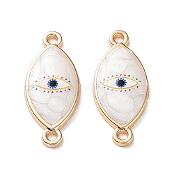 Resin Connector Charms, Light Gold Tone Alloy Enamel Eye Links, Horse Eye, 24.5x10.5x2mm, Hole: 1.6mm(FIND-E043-11KCG-02)