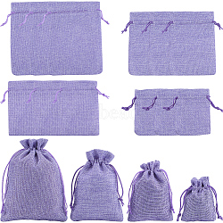 16Pcs 4 Styles Polyester Imitation Burlap Packing Pouches Drawstring Bags, for Christmas, Wedding Party and DIY Craft Packing, Medium Purple, 9~18x7~13cm, 4pcs/style(ABAG-BBC0001-01C)